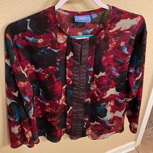 SimplyVera Vera Wang Women’s Long Sleeve Multi Color Floral Print (Size P XL)